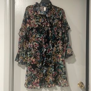 Flowery teal dress